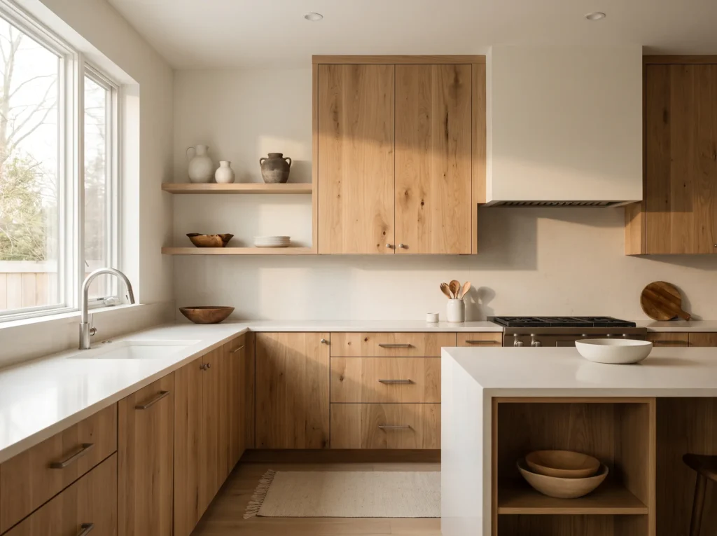 Natural wood kitchen cabinets K
