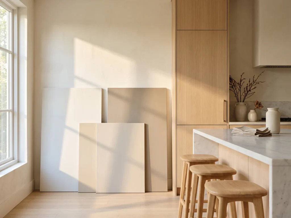 Wall paint samples in kitchen K