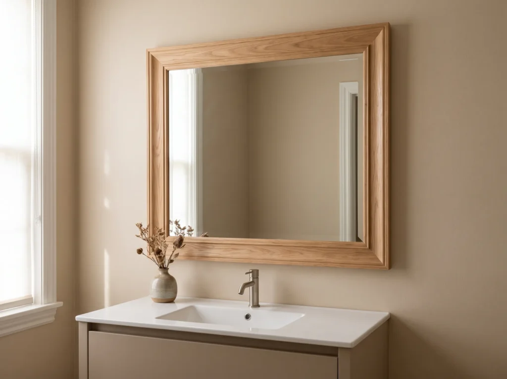 Wood frame added to mirror K