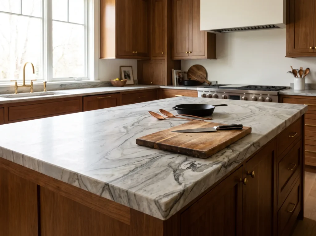 Quartzite countertop in working … K