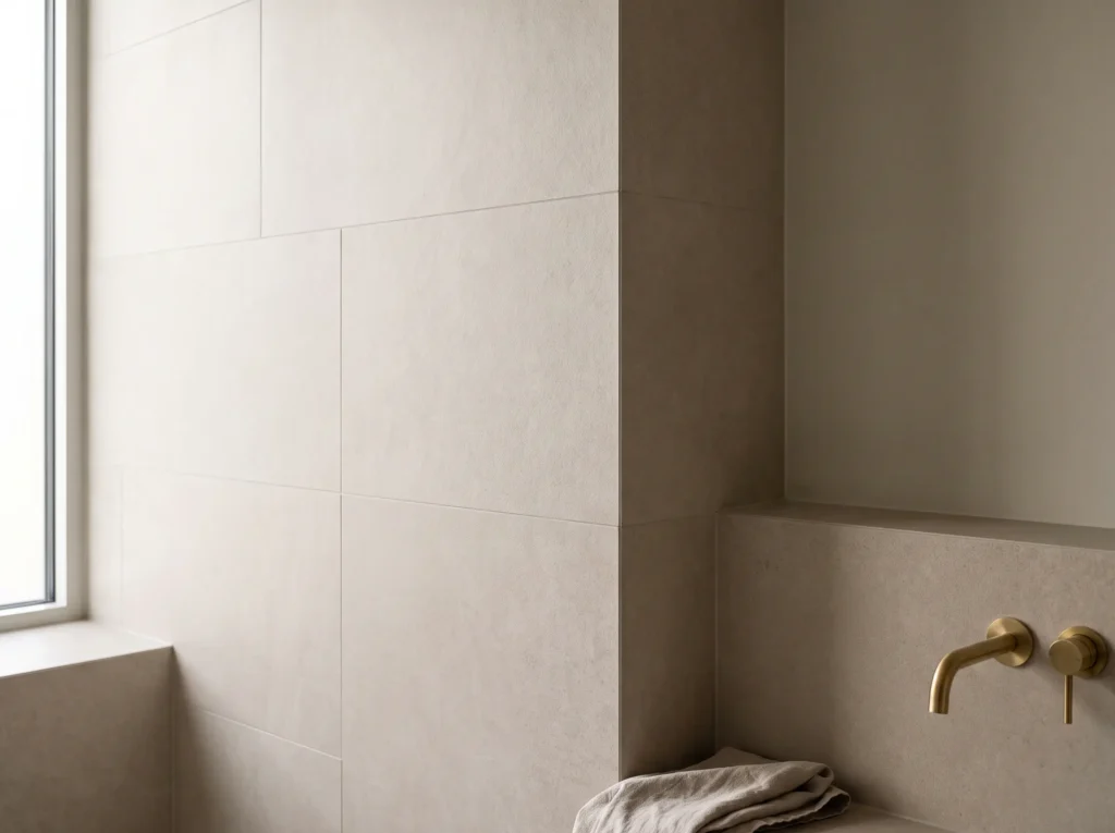 Bathroom wall with rectified tiles K
