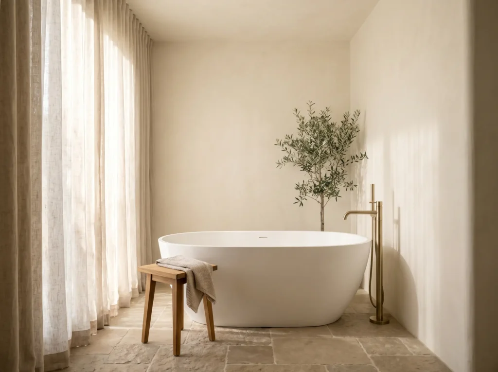 Bathroom with freestanding soaki… K