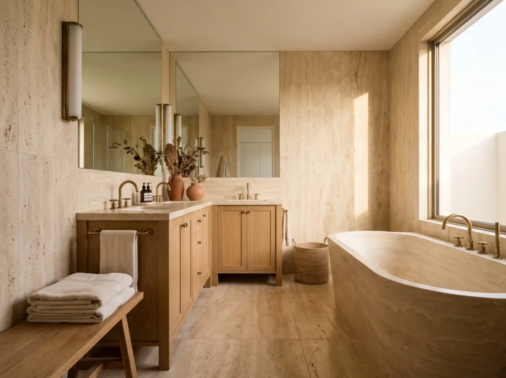 Bathroom with stone and wood K
