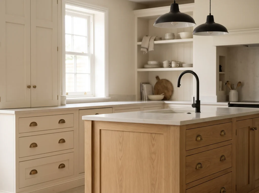 Brass pulls and black fixtures K