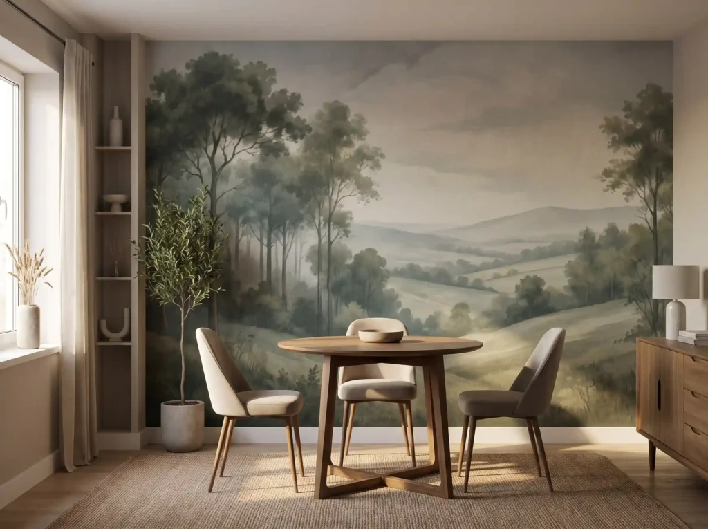 Dining room with forest mural K
