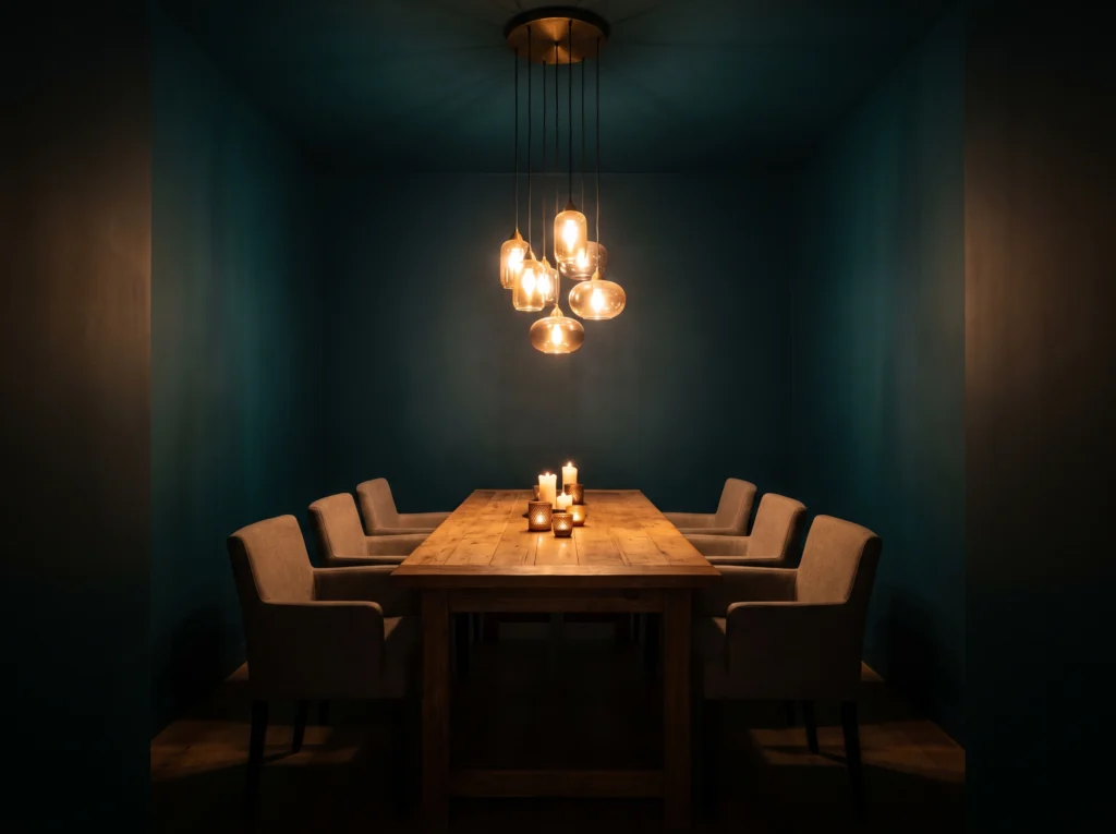 Dining room with wooden table K