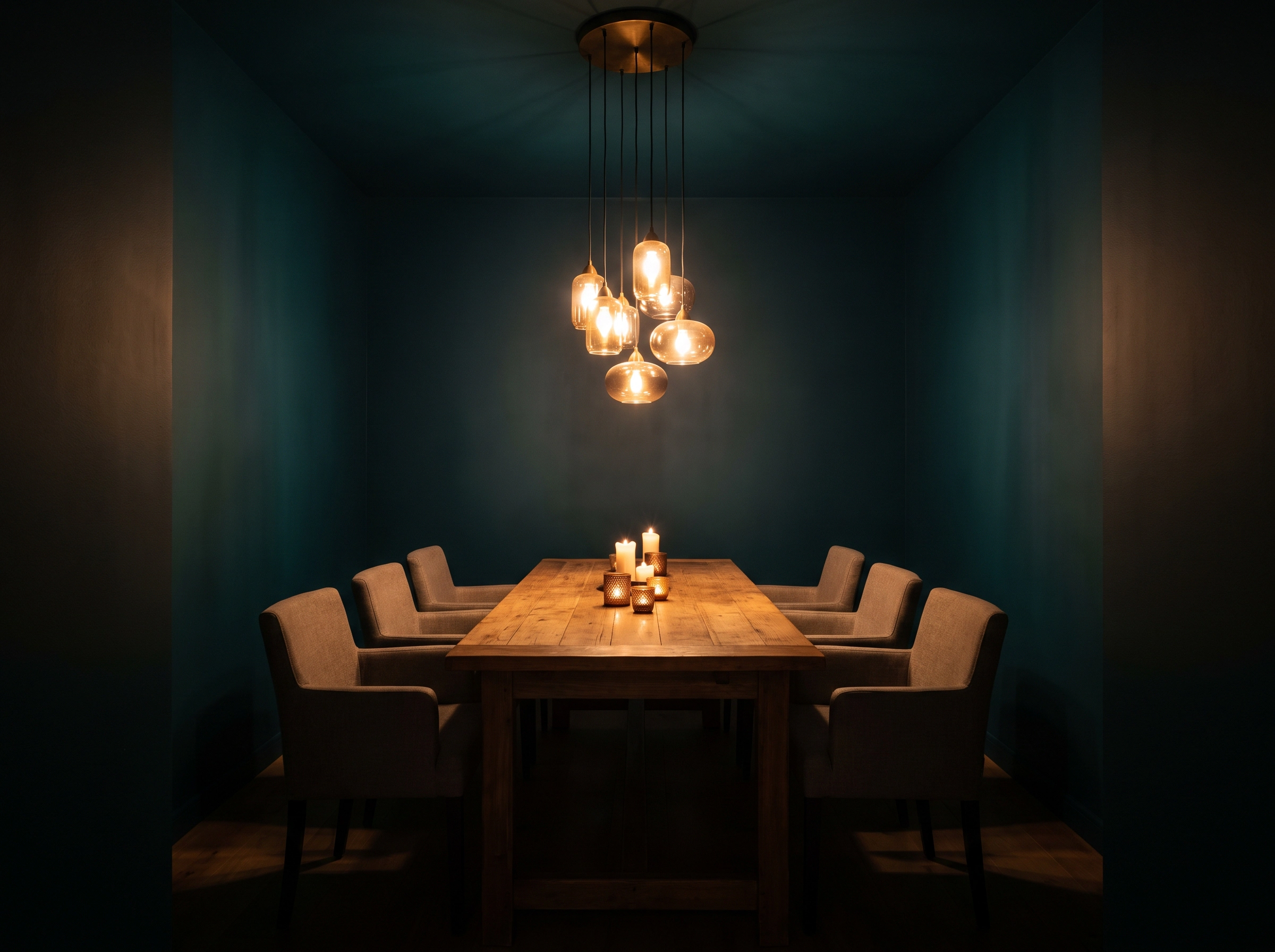 Dining room with wooden table K