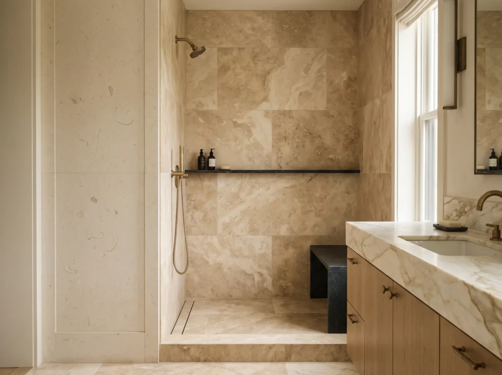 Natural stone bathroom interior … K