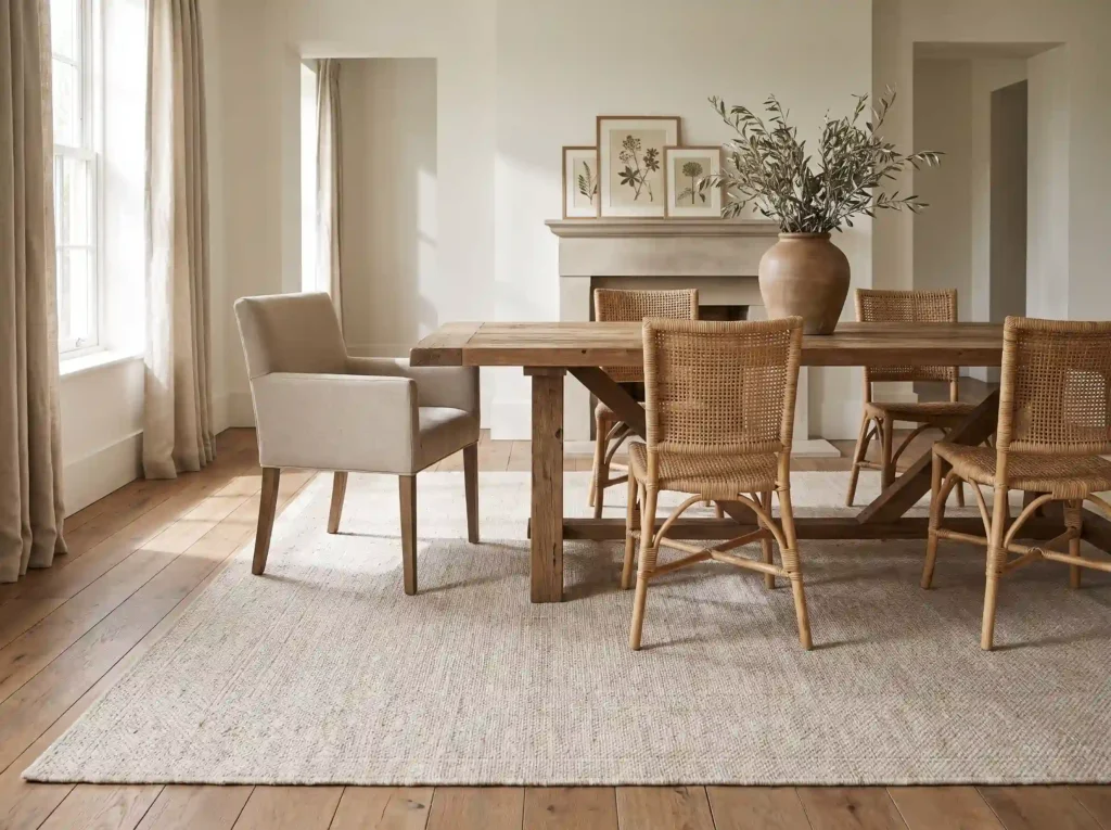 Rug anchoring dining table K