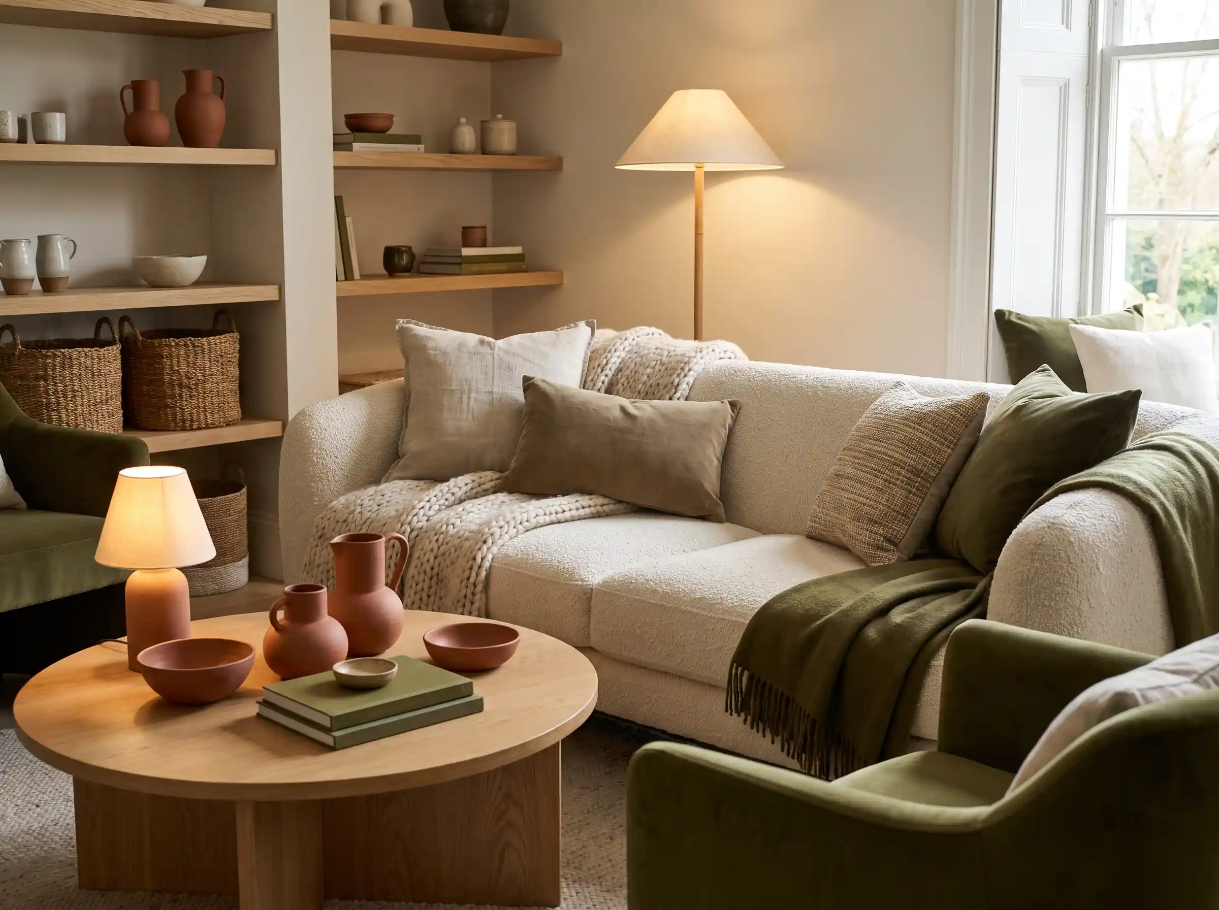 Warm neutral living room decor K